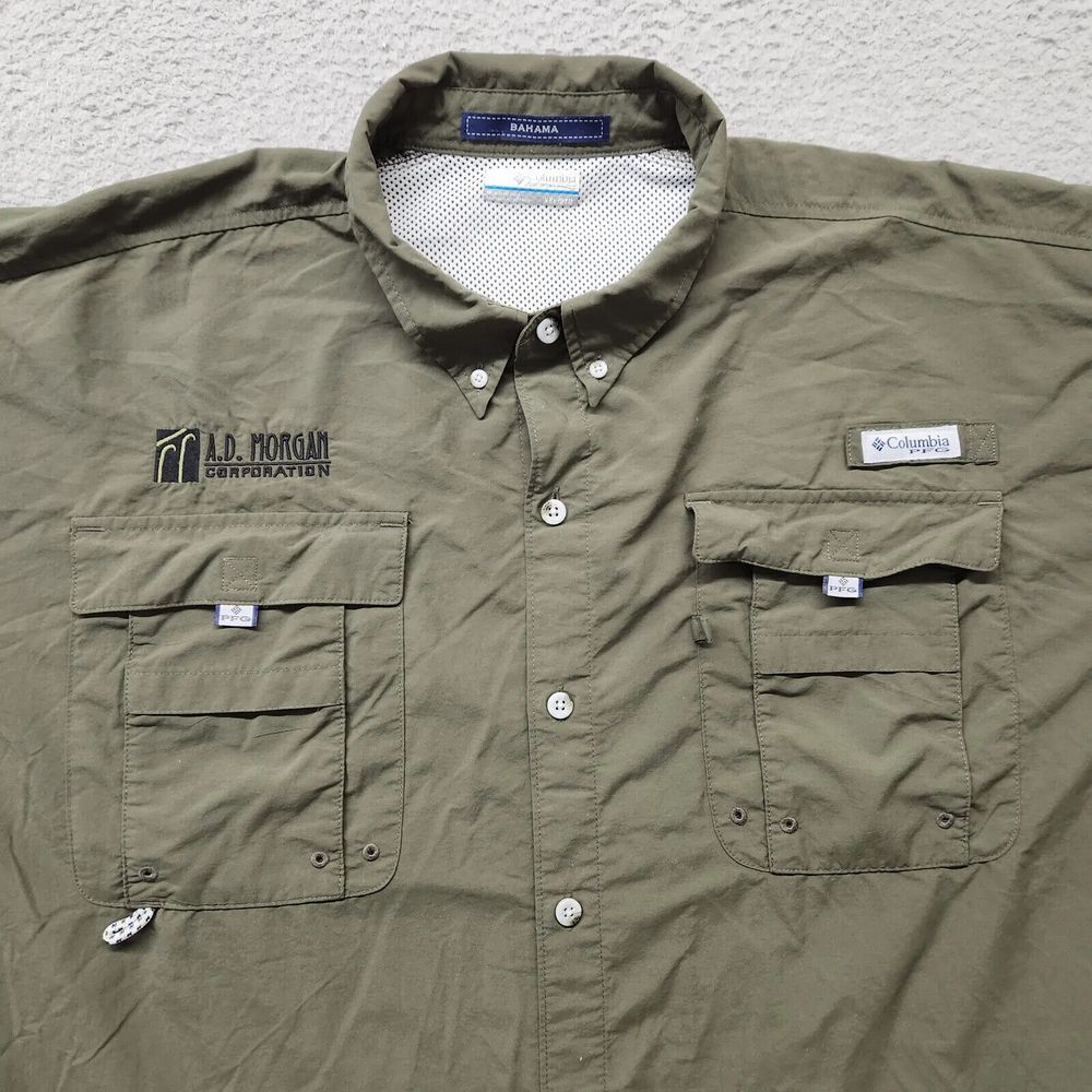 Columbia Shirt Mens 2XL Green Bahama Outdoors Casual Omni Shade Campcore Fishing - Picture 2 of 13